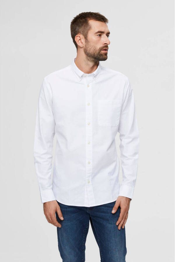 SELECTED HOMME regular fit overhemd SLHREGRICK-OX met biologisch katoen wit