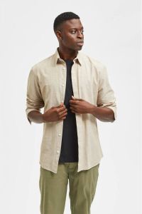 SELECTED HOMME regular fit overhemd SLHSLIMNEW met linnen kelp