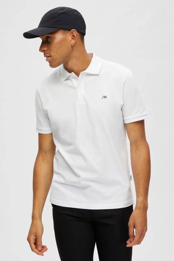 SELECTED HOMME regular fit polo SLHDANTE met logo wit