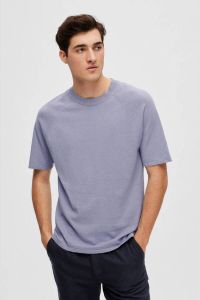 SELECTED HOMME regular fit T-shirt SLHDANIEL met linnen languid lavender