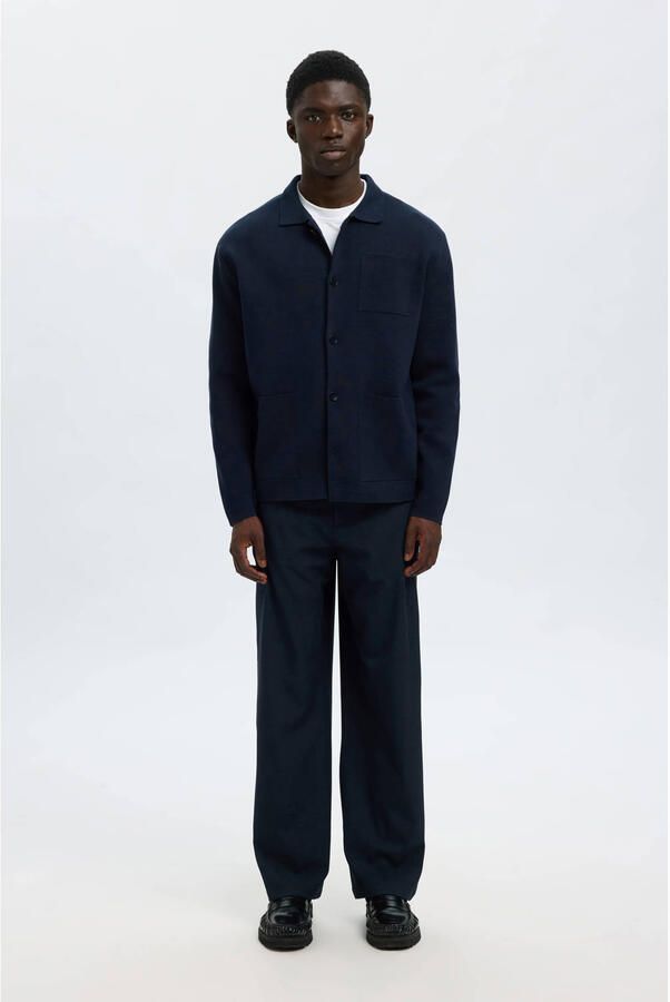 Selected Homme Relaxed fit gebreid jack van katoenmix model 'MIKE'