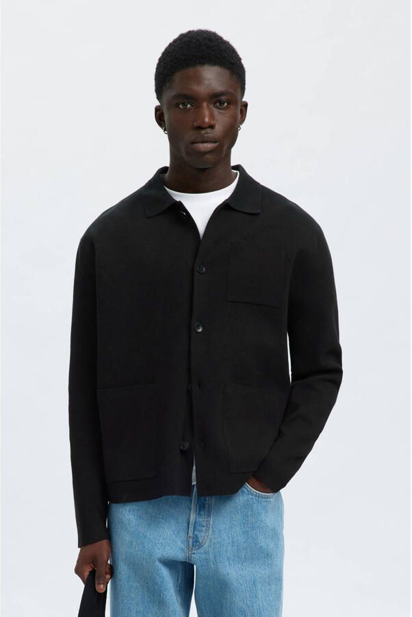 Selected Homme Relaxed fit gebreid jack van katoenmix model 'MIKE' - Foto 2