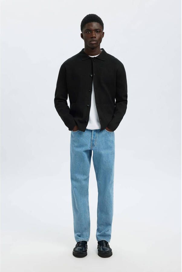 Selected Homme Relaxed fit gebreid jack van katoenmix model 'MIKE'