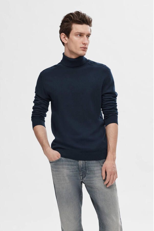 SELECTED HOMME Heren Truien & Vesten Slhberg Roll Neck Noos Donkerblauw