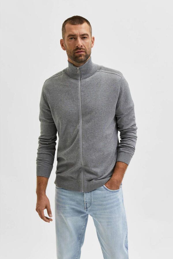 Selected Regular fit gebreid jack van puur katoen model 'BERG'