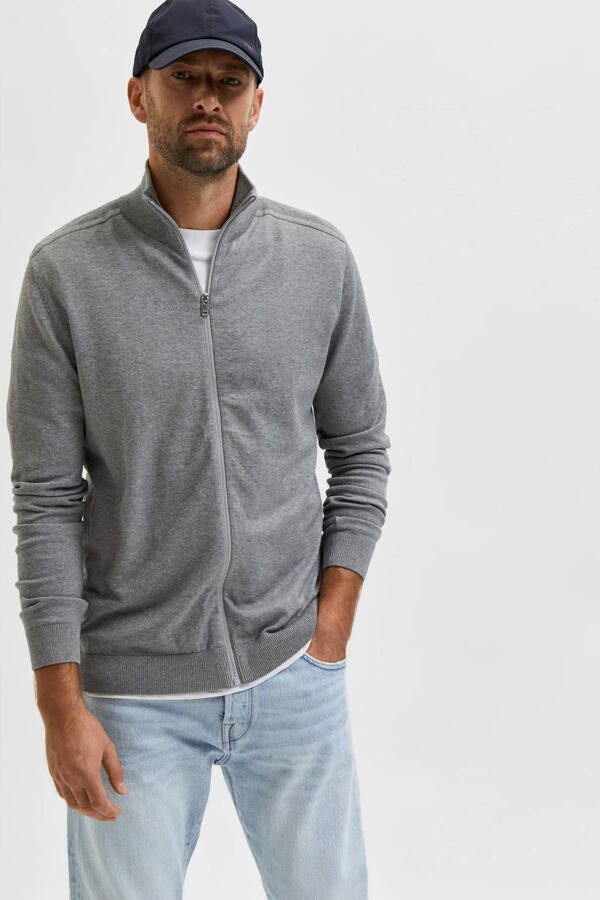 Selected Homme Regular fit gebreid jack van puur katoen model 'BERG'