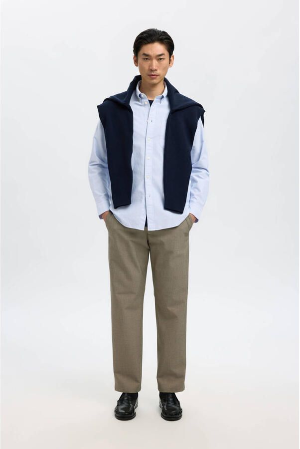 SELECTED HOMME gestreept regular fit overhemd SLHREGRICK-OX met katoen lichtblauw wit