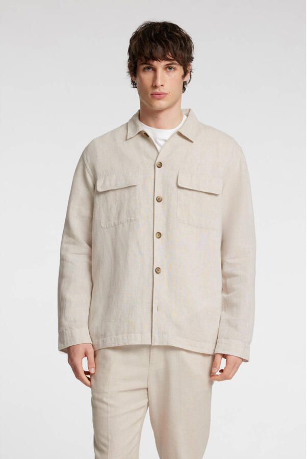 Selected Homme Regular fit linnen overhemdjack met kentkraag model 'LEROY SUN' - Foto 2