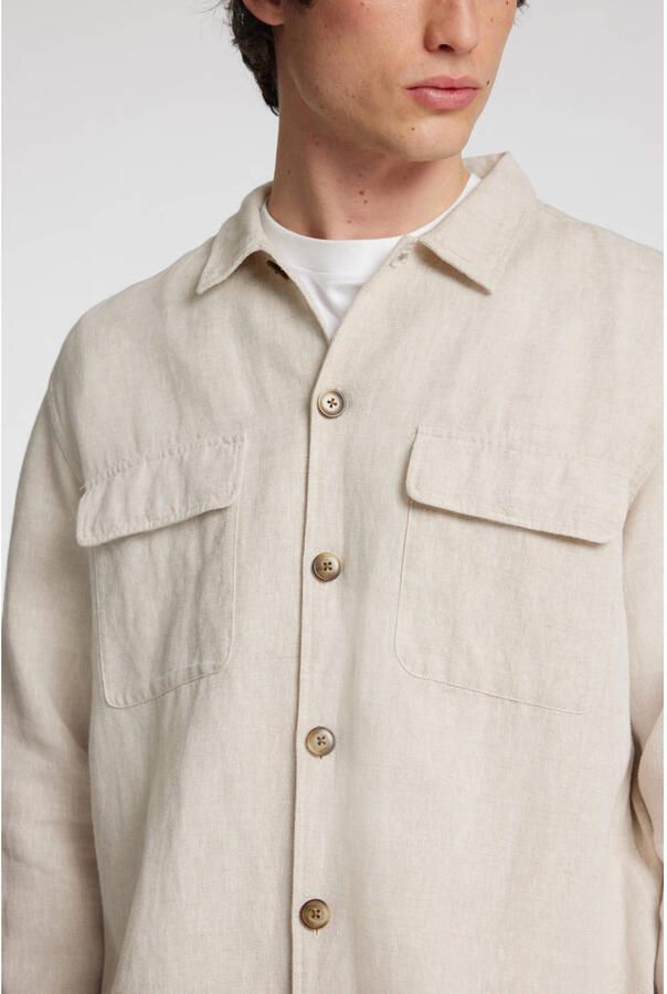 Selected Homme Regular fit linnen overhemdjack met kentkraag model 'LEROY SUN'