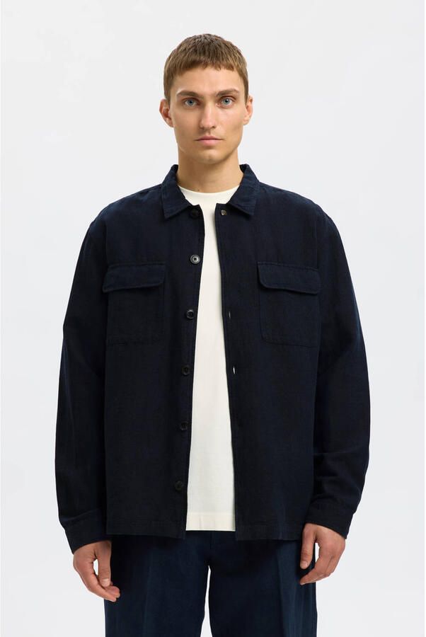 Selected Homme Regular fit linnen overhemdjack met kentkraag model 'LEROY SUN' - Foto 2