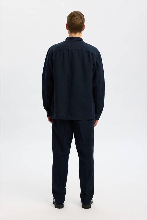 Selected Homme Regular fit linnen overhemdjack met kentkraag model 'LEROY SUN'