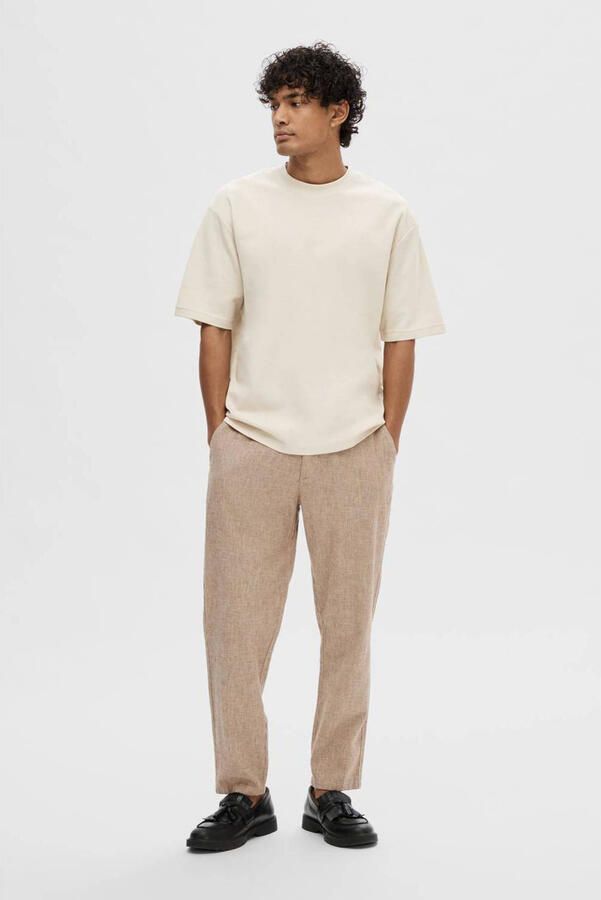 SELECTED HOMME Heren Polo's & T-shirts Slhlooseoscar Ss O-neck Tee Noos Beige - Foto 5