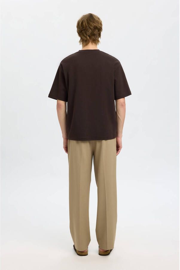SELECTED HOMME Heren Polo's & T-shirts Slhlooseoscar Ss O-neck Tee Noos Bruin - Foto 5