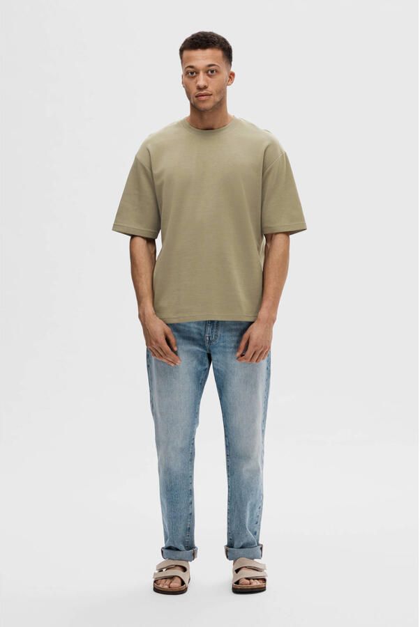 Selected Homme Oversized T-shirt met extra brede schouders model 'OSCAR'