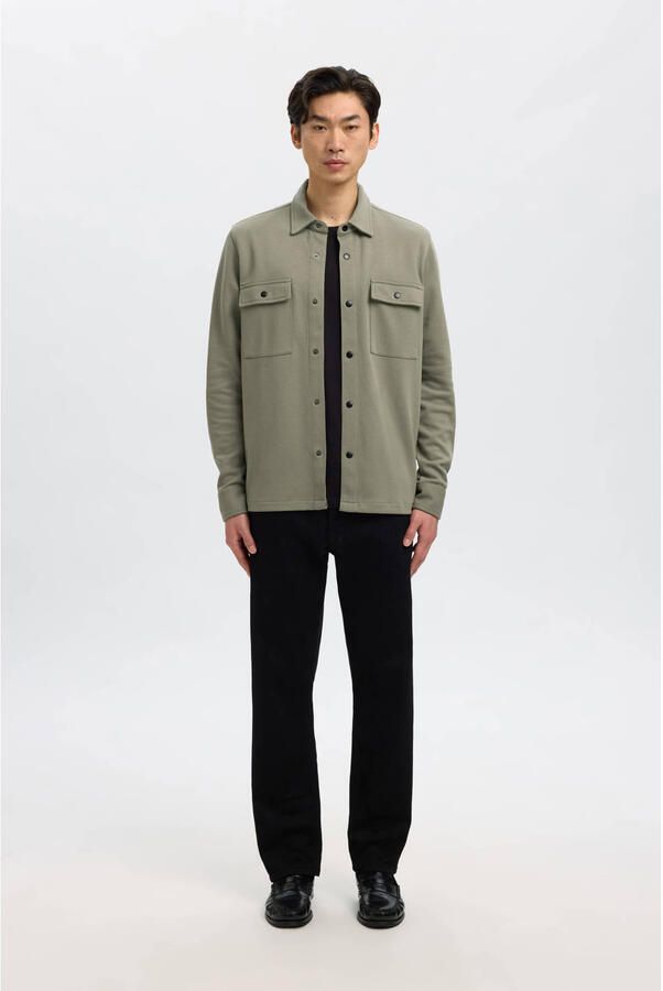 SELECTED HOMME regular fit overshirt SLHJACKIE met biologisch katoen vetiver