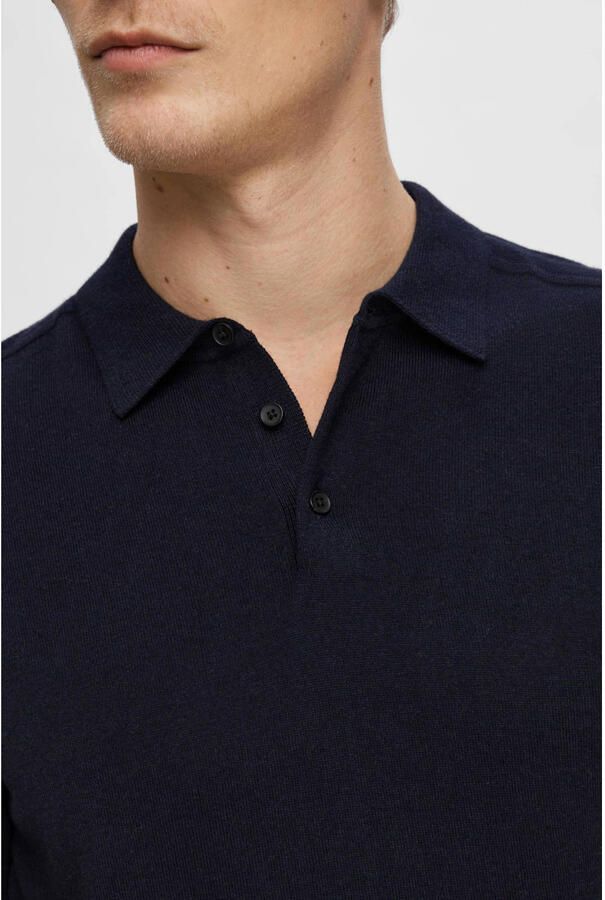 SELECTED HOMME Heren Polo's & T-shirts Slhberg Ss Knit Polo Noos Donkerblauw - Foto 6