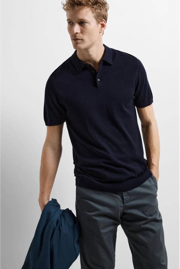SELECTED HOMME Heren Polo's & T-shirts Slhberg Ss Knit Polo Noos Donkerblauw - Foto 5
