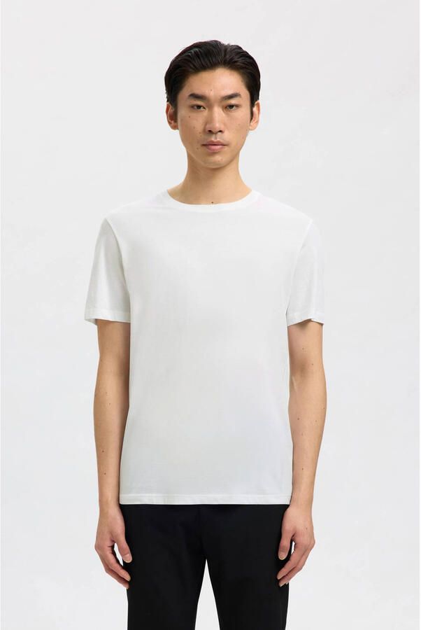 Selected Homme Regular fit T-shirt van puur katoen in een set van 3 stuks