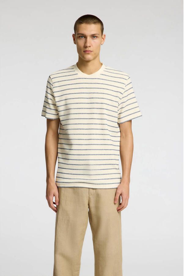 SELECTED HOMME Heren Polo's & T-shirts Slhdjango Stripe Ss O-neck Tee Blauw - Foto 2