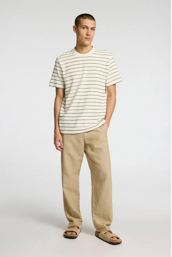 SELECTED HOMME Heren Polo's & T-shirts Slhdjango Stripe Ss O-neck Tee Blauw