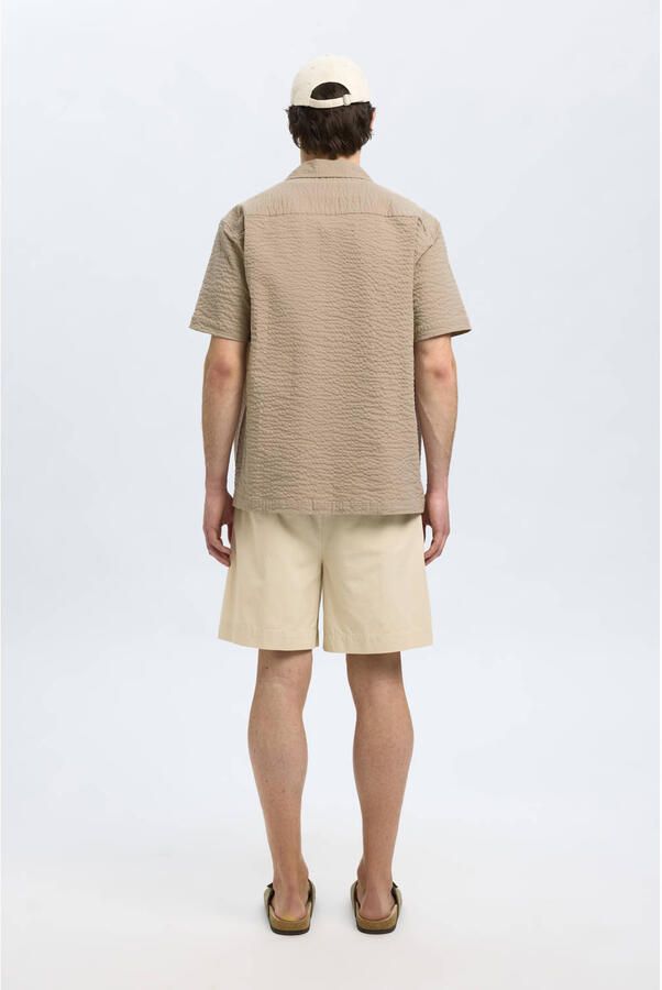 SELECTED HOMME Heren Overhemden Slhrelaxed-ace Seersucker Ss Shirt Beige - Foto 6