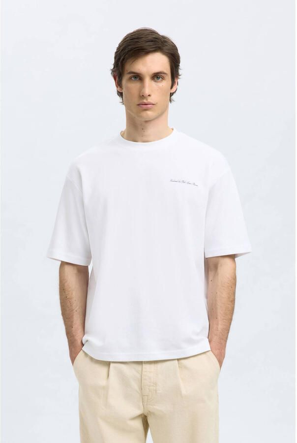SELECTED HOMME relxed T-shirt SLHLOOSEOSCAR wit