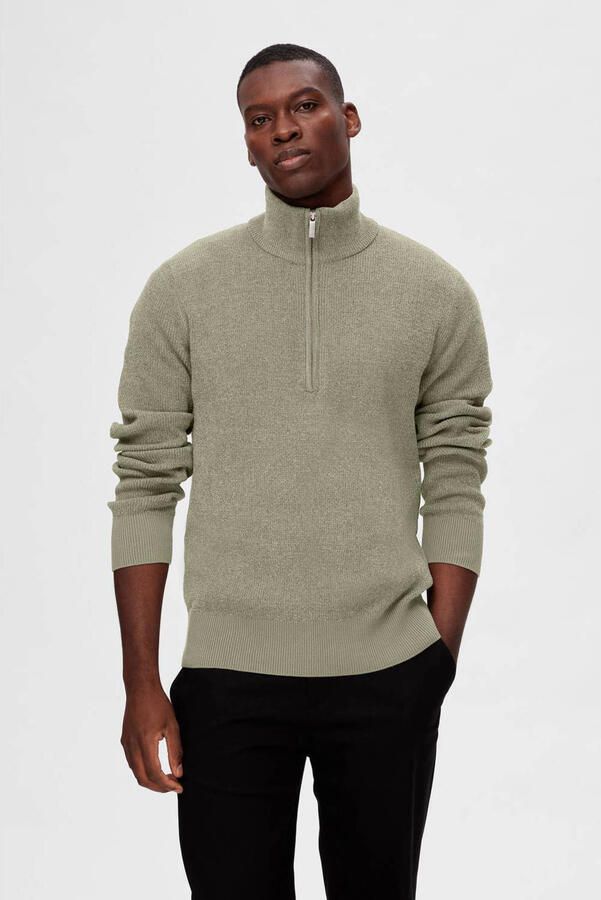 SELECTED HOMME Heren Truien & Vesten Slhrodney Ls High Neck Half Zip Groen - Foto 3
