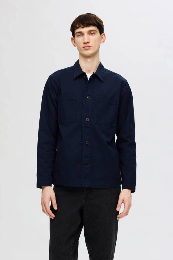 SELECTED HOMME slim fit overhemd met mouwlengte 7 SLHSLIM sky captain