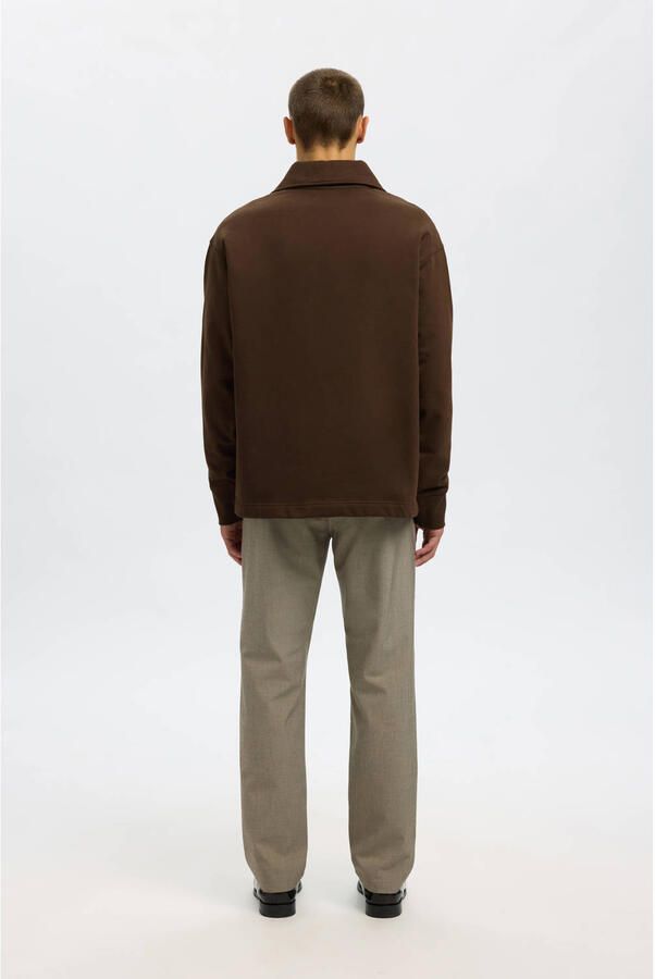 SELECTED MEN Heren Truien & Vesten Slhrelaxaron Ls Half Zip Sweat Bruin - Foto 6