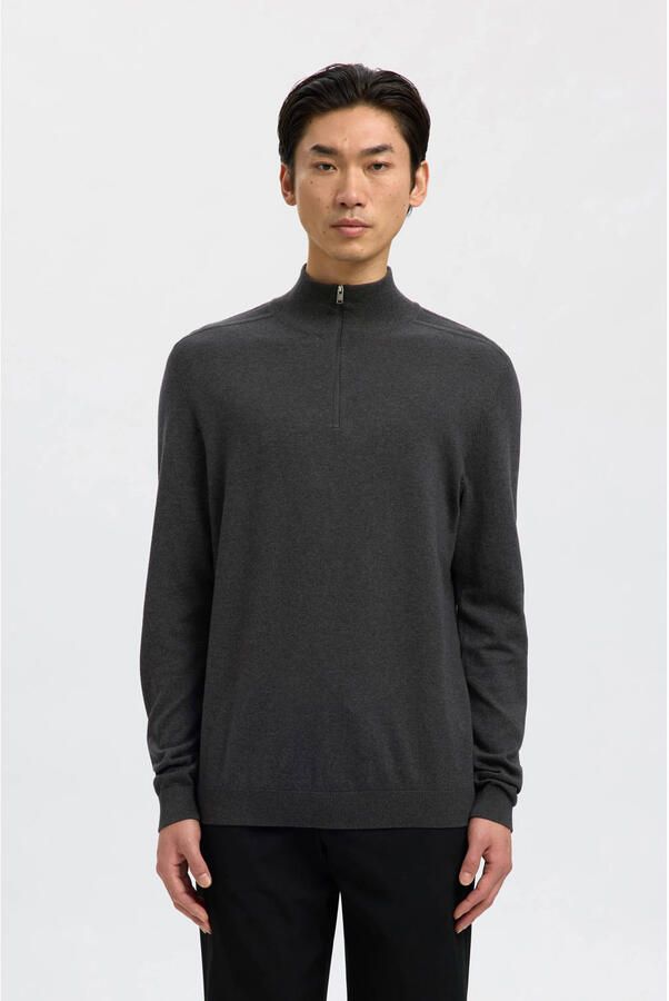 SELECTED HOMME Heren Truien & Vesten Slhberg Half Zip Cardigan Noos Grijs - Foto 6