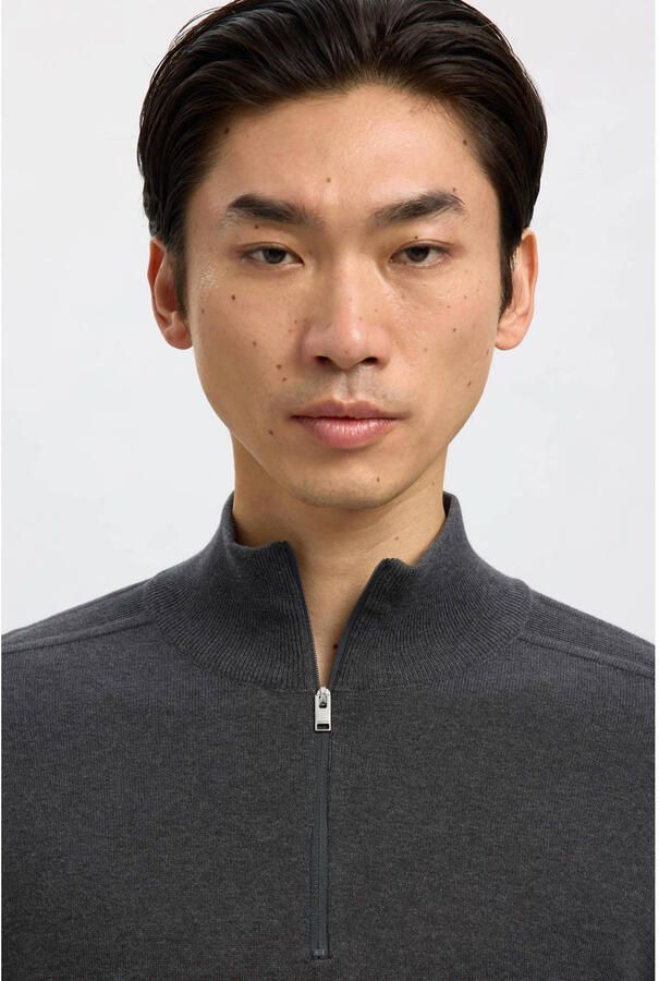 SELECTED HOMME Heren Truien & Vesten Slhberg Half Zip Cardigan Noos Grijs - Foto 5