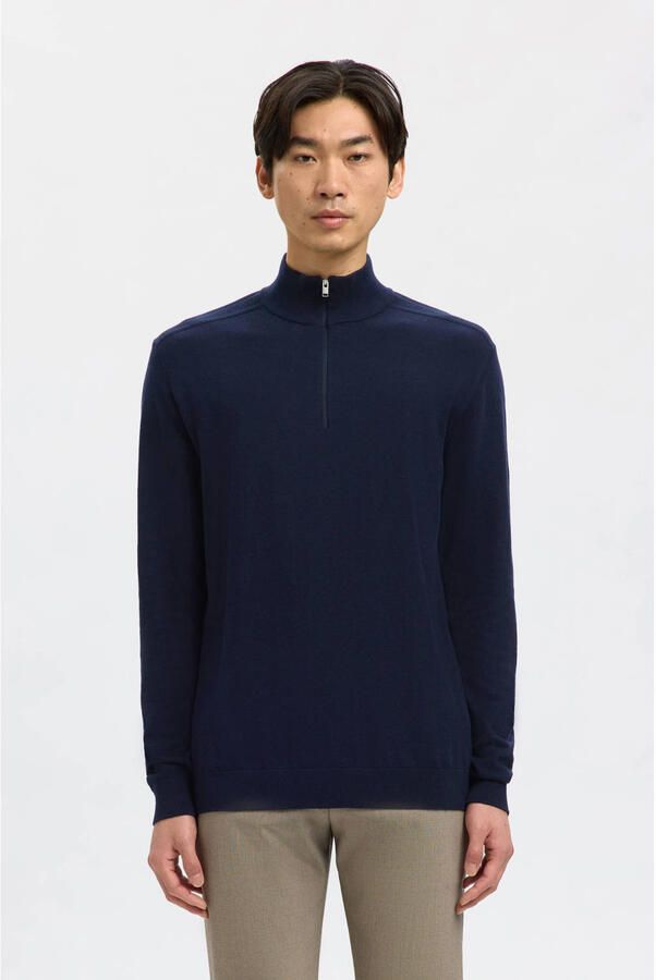 SELECTED HOMME Heren Truien & Vesten Slhberg Half Zip Cardigan Noos Donkerblauw - Foto 5