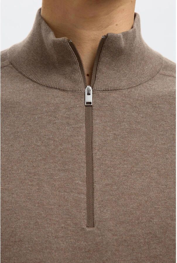 SELECTED HOMME Heren Truien & Vesten Slhberg Half Zip Cardigan Noos Bruin - Foto 5