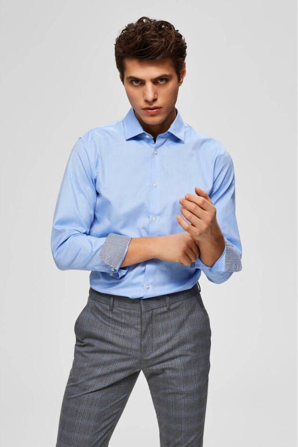 SELECTED HOMME slim fit overhemd SLHMARK blauw