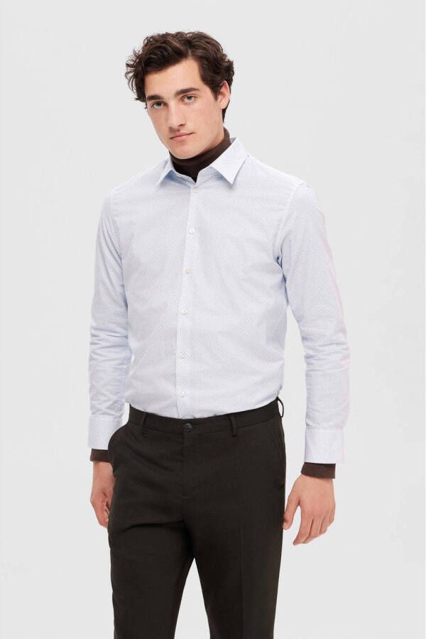 SELECTED HOMME slim fit overhemd SLHSLIMSOHO met all over print white