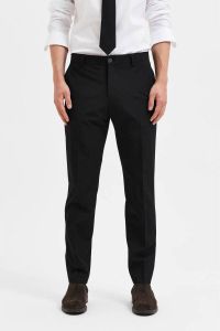 SELECTED HOMME slim fit pantalon SLHLIAM van gerecycled polyester black
