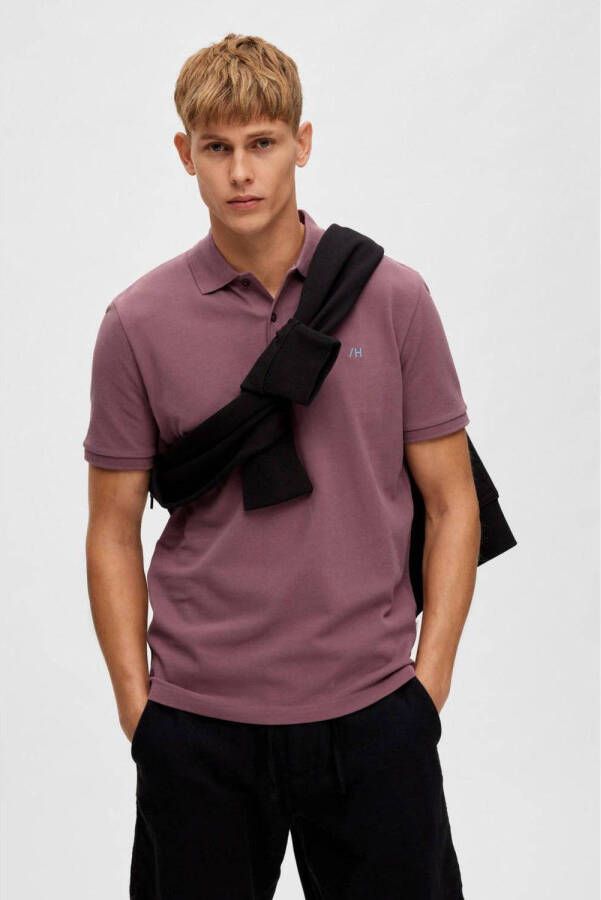 SELECTED HOMME slim fit polo SLHDANTE met logo oudroze