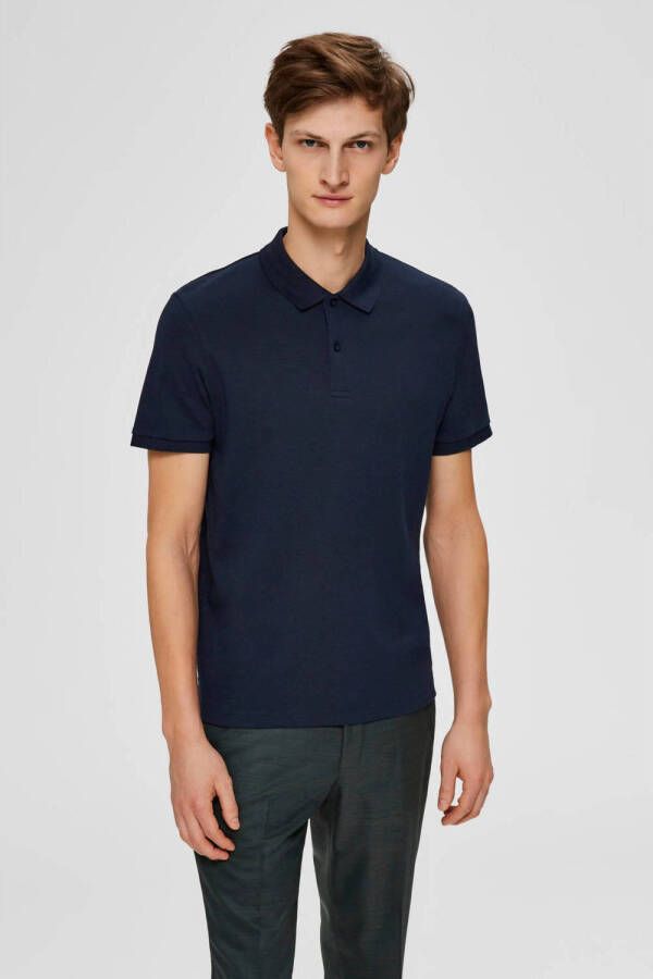 SELECTED HOMME slim fit polo SLHPARIS donkerblauw