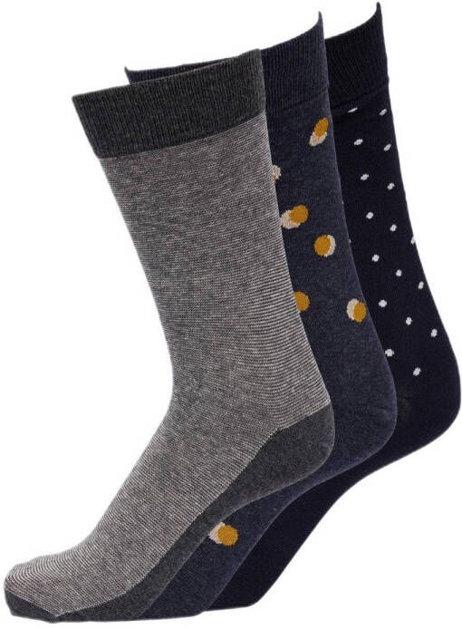 SELECTED HOMME sokken SLHJASE met print set van 3 donkerblauw