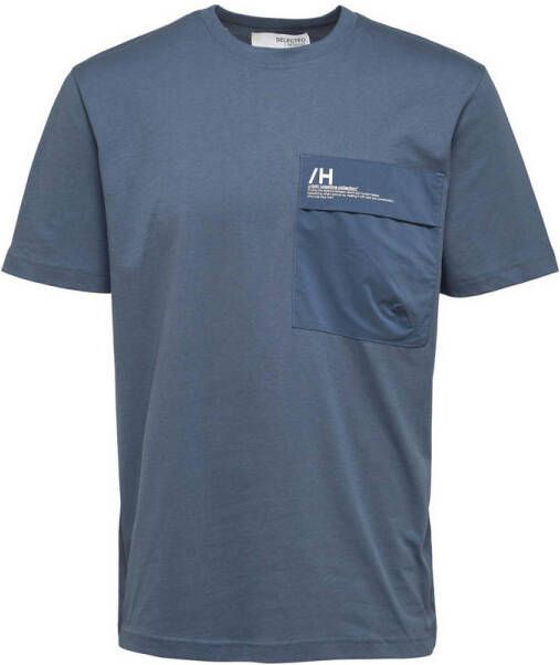 SELECTED HOMME T-shirt SLHRELAXGOIA met biologisch katoen bering sea