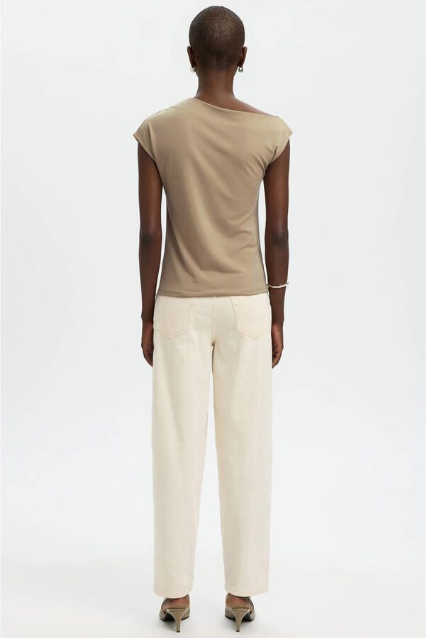 SELECTED WOMEN Dames Tops & T-shirts Slfmolly Ss Top Beige - Foto 6