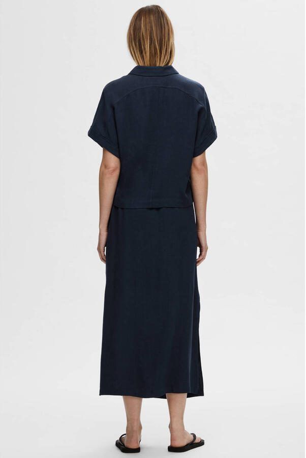 Selected Femme Relaxed fit blouse van een mix van viscose en linnen model 'VIVA' - Foto 6