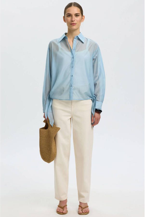 Selected blouse lichtblauw - Foto 2
