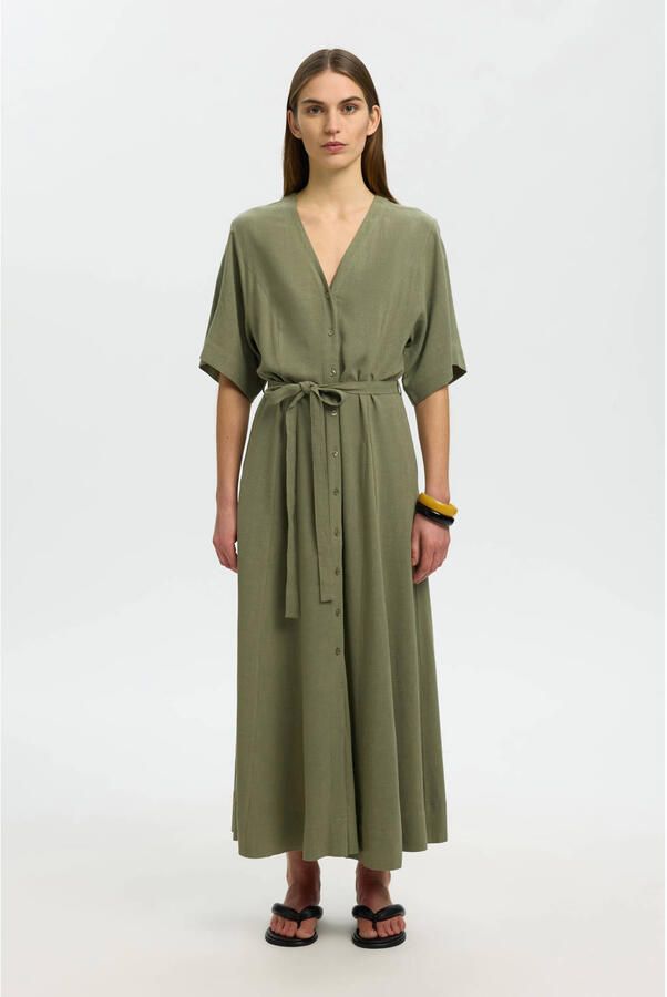 Selected regular fit linnen jurk met V-hals model 'VIVA' - Foto 2