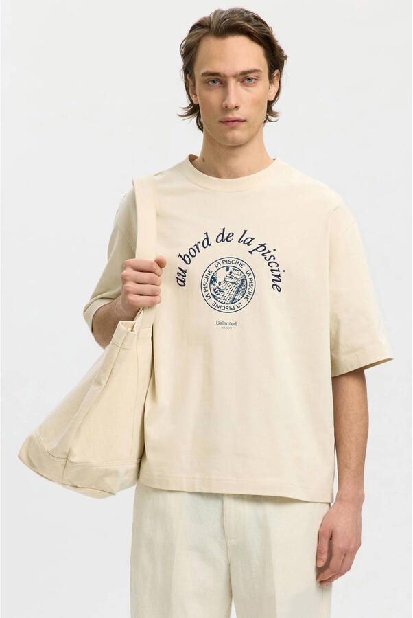 Selected Homme relaxed fit T-shirt van puur katoen model 'BOXYNORMAN GRAPHIC'