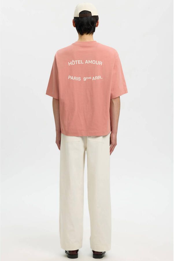 Selected boxy T-shirt met backprint roze - Foto 3