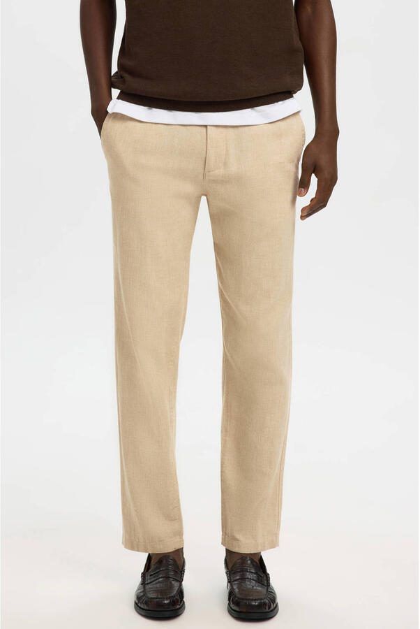 SELECTED MEN Heren Broeken Slh172-slimtape Brody Linen Bld Pnt Noos Zand - Foto 5