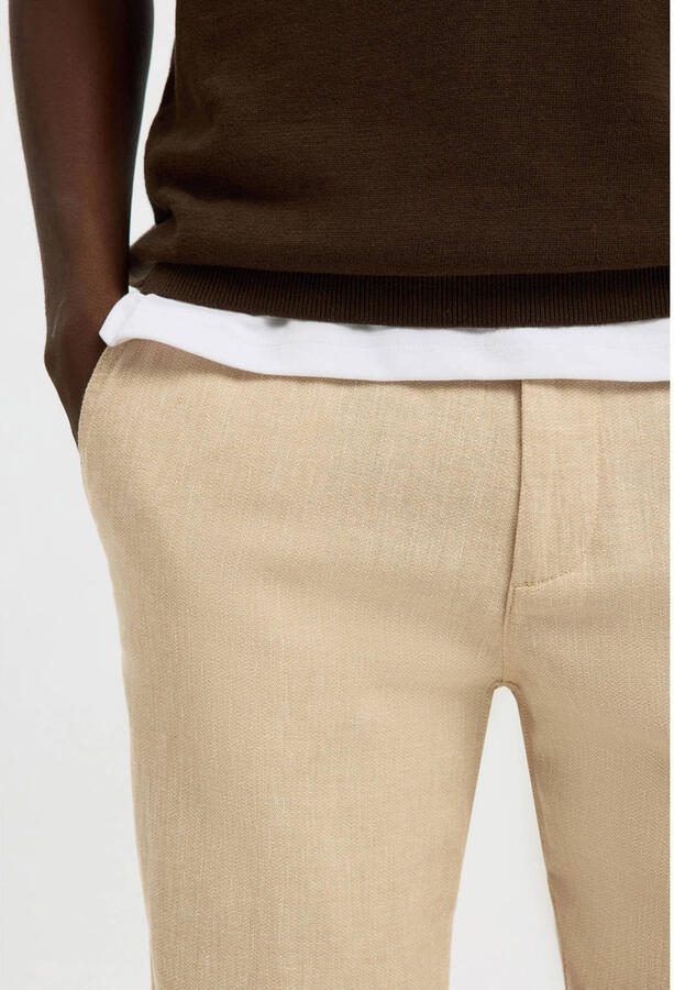 SELECTED MEN Heren Broeken Slh172-slimtape Brody Linen Bld Pnt Noos Zand - Foto 6