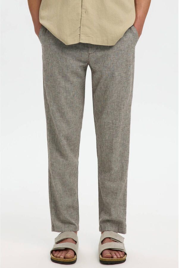 Selected BRODY slim tapered chino met linnen bruin
