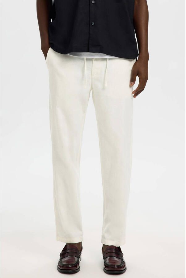 Selected Homme slim fit broek van mix van katoen en linnen model 'BRODY'